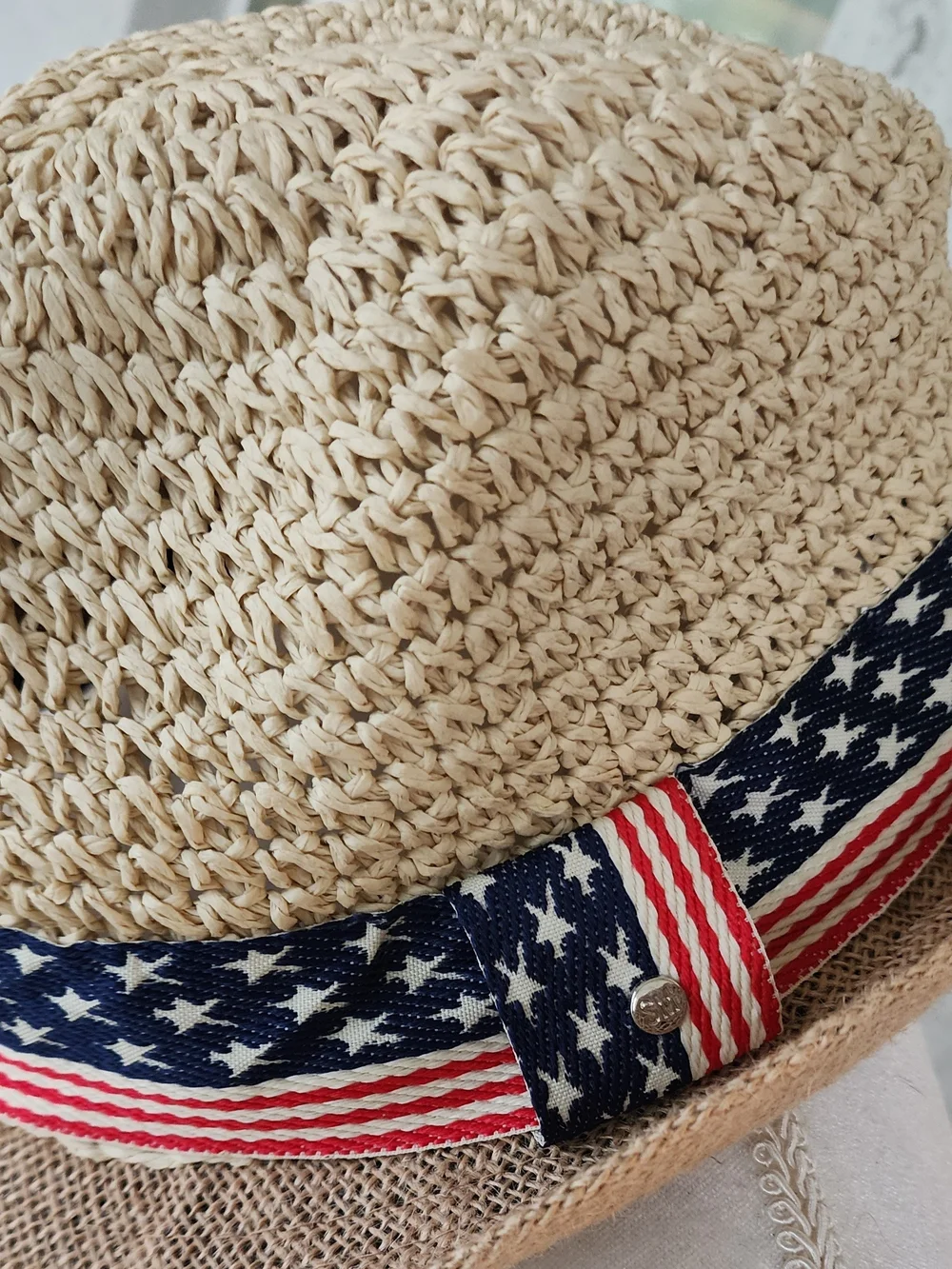 Steve Madden Tan Straw Fedora with Black Sweatband
